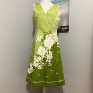 Green Floral Sleeveless Dress